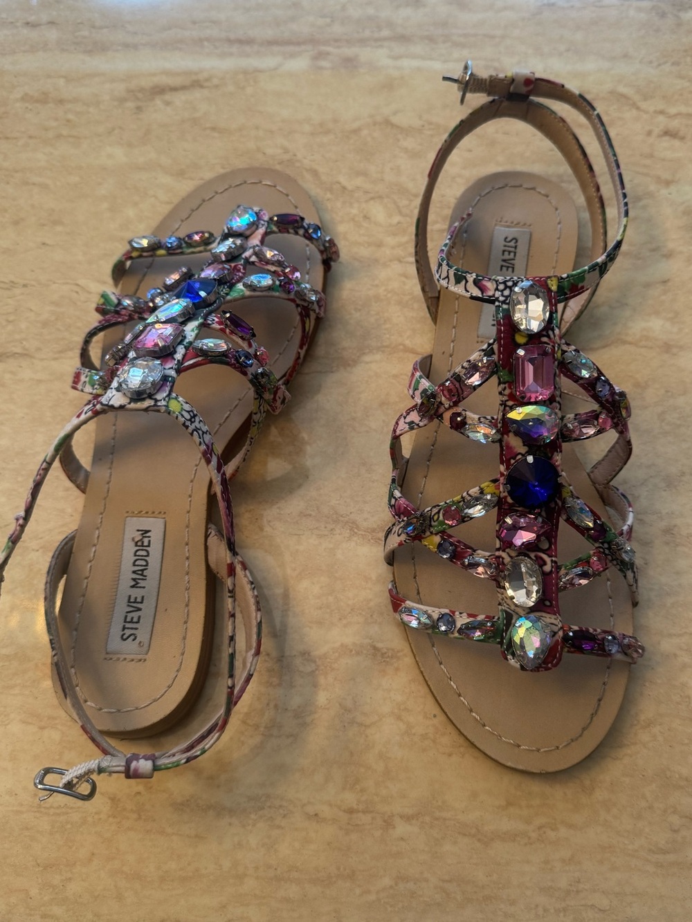 Steve Madden Multicolor Jeweled Gladiator Sandals